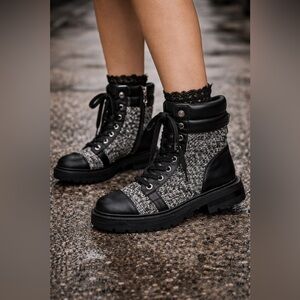 Kurt Geiger London Shore combat boots size 36 NWOT chunky lug sole motto grunge